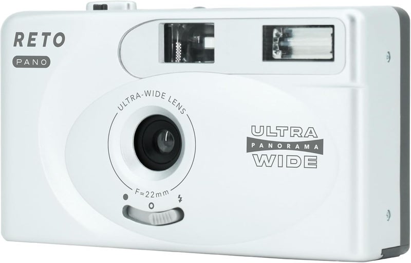 RETO PANO 35mm Film Camera - 22mm Wide Lens, Panorama, Easy Switch, Cinematic Modes, Lens Cover, Built-in Flash, Reusable (Film & AAA Battery are not Included) (Metallic Silver) - Image 2